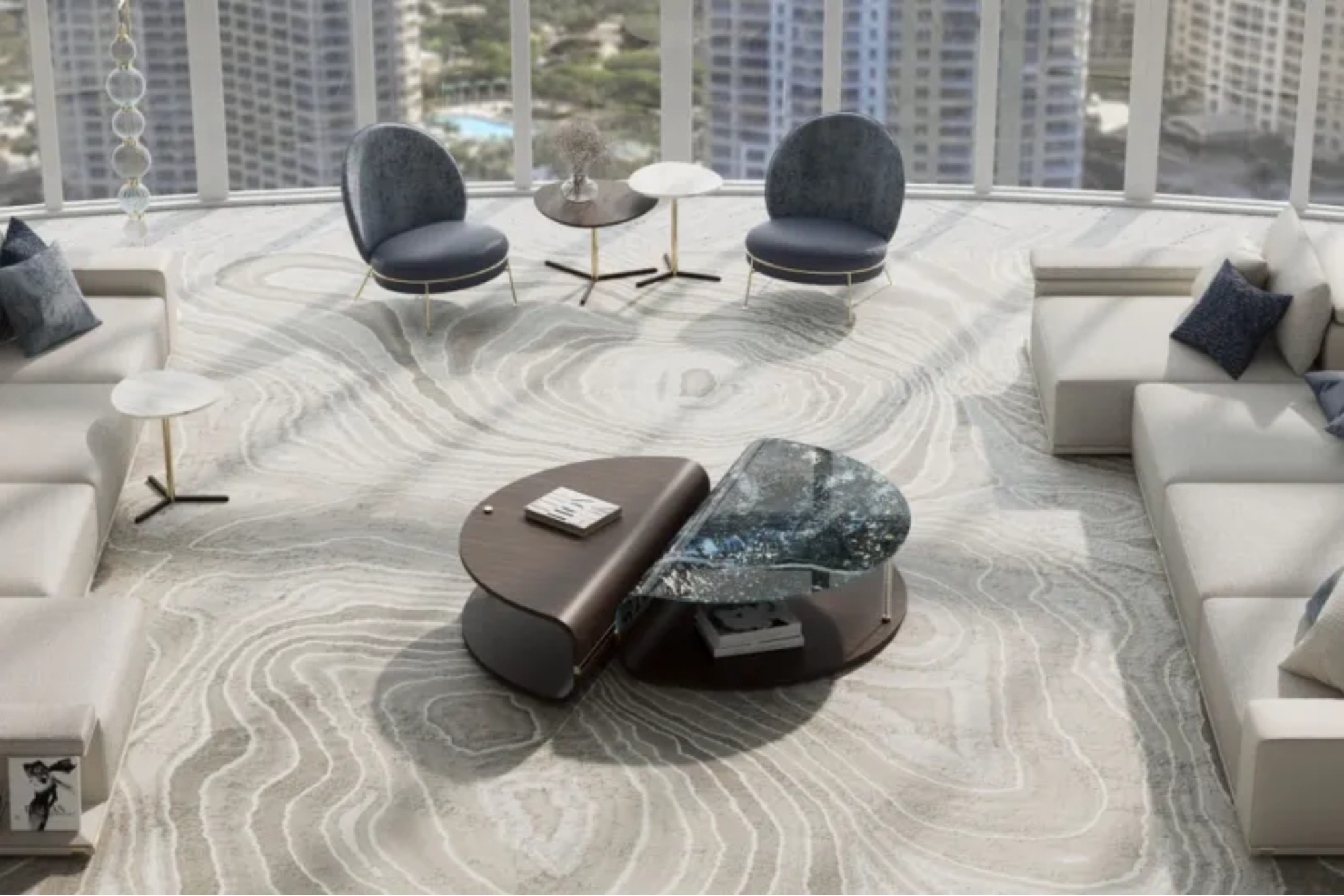Mars coffee table redefines modern elegance with a sculptural silhouette